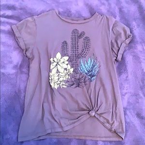 Army green tee with succulents and a cactus